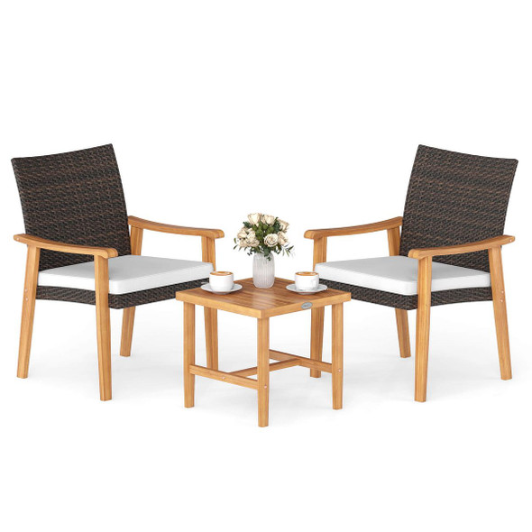 3-Piece Patio PE Wicker Furniture Set with Coffee Table product image