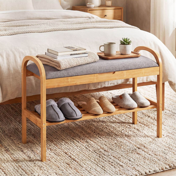 Bamboo Entryway Shoe Bench product image