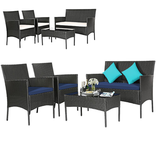 Patio Wicker Furniture Set with Coffee Table (4- or 8-Piece)  product image