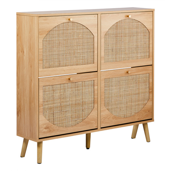 Rattan Shoe Cabinet with 4 Flip Drawers product image