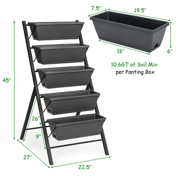 5-Tier Vertical Raised Garden Bed Planter Box (1- or 2-Pack) product image