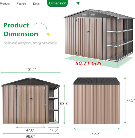 8x6 Large Outdoor Storage Tool Utility Shed  product image