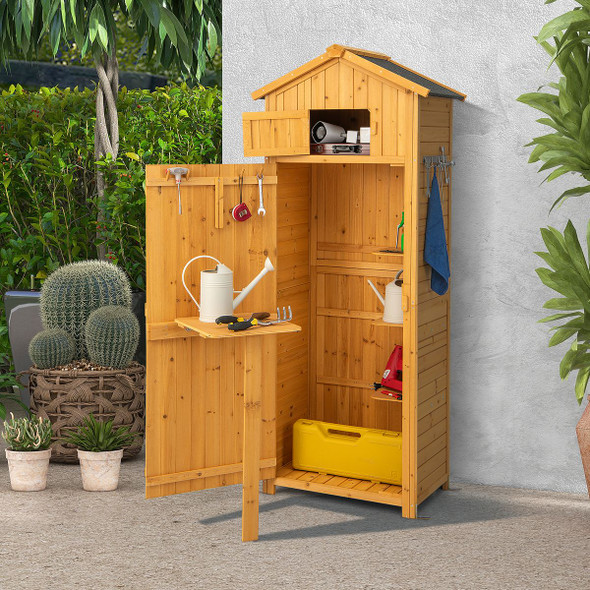 Outdoor Garden Storage Shed with Compartment and Foldable Table product image