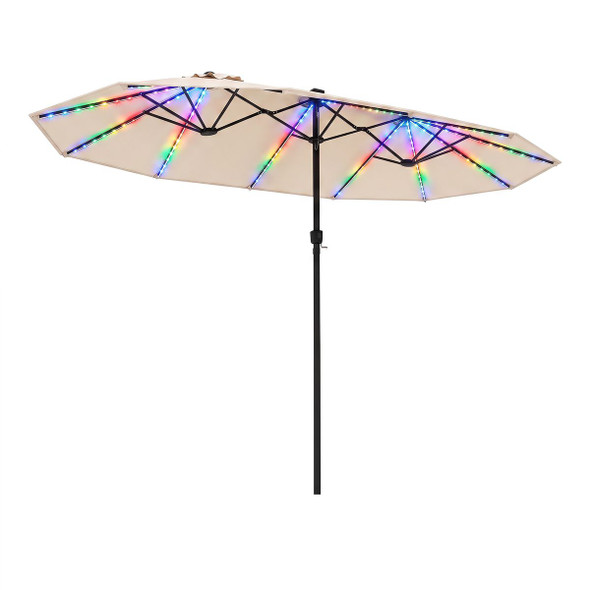 Double-Sided Patio Umbrella with Solar LEDs product image