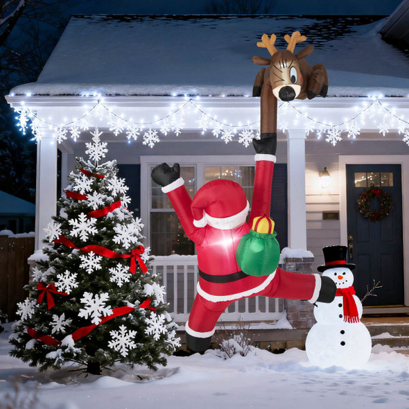 8.5 FT Christmas Inflatable Reindeer and Climbing Santa Claus product image