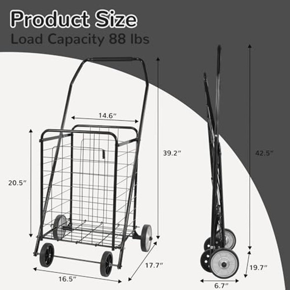 Elevon Foldable Shopping Utility Cart, Collapsible Durable Grocery Utility Cart product image
