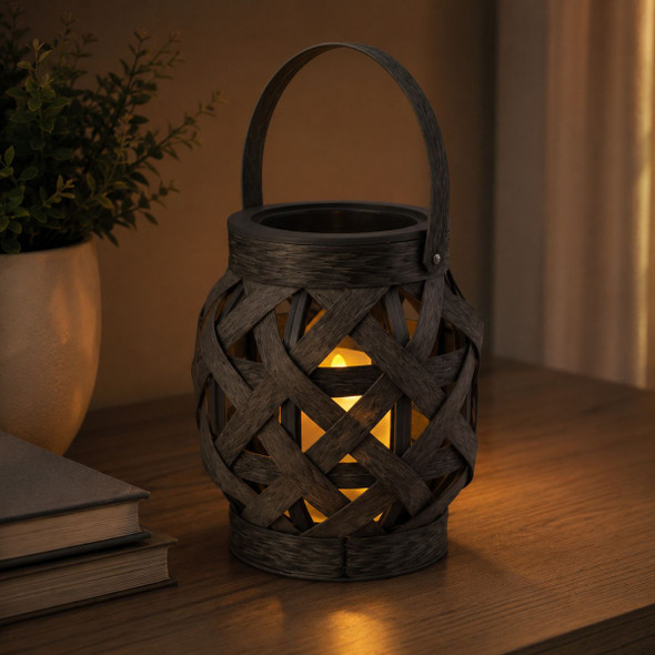 Decorative Basket Weave Lantern with LED Candle product image