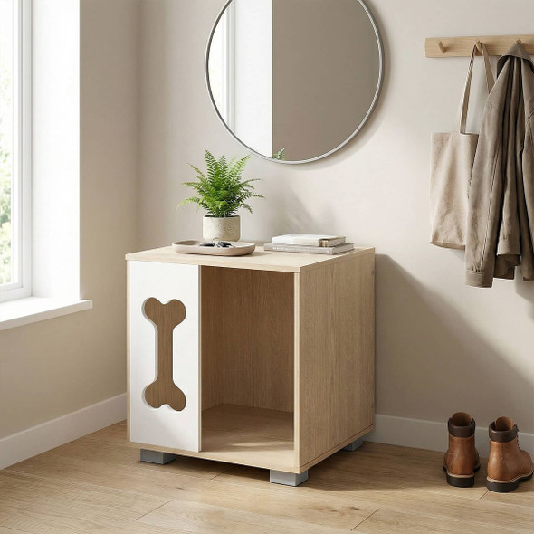 Dog Bed Side Table with Bone-Shaped Window and Sturdy Metal Legs product image