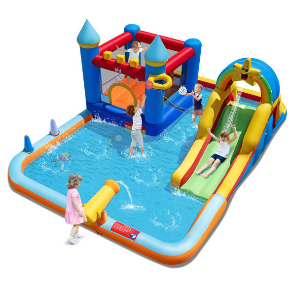 Giant Water Slide Bounce House with  Climbing Wall and Splash Pool product image