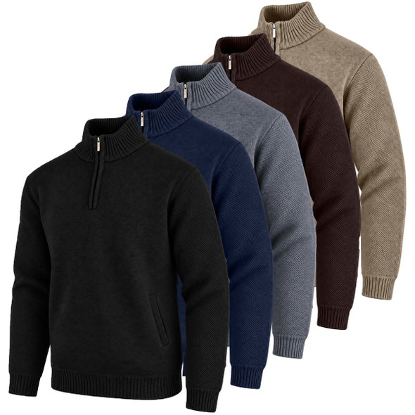 Men's Fleece Lined Quarter Zip Knit Sweater product image