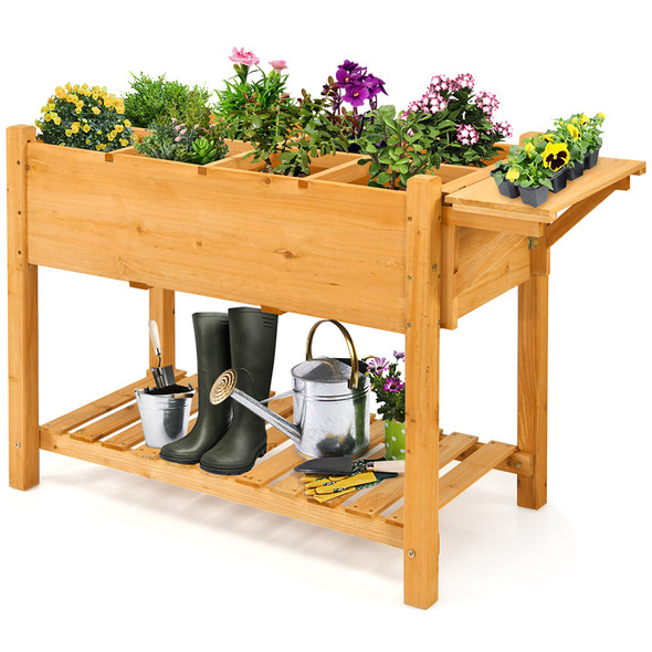Elevated Planter Box with 8 Grids & Folding Tabletop product image
