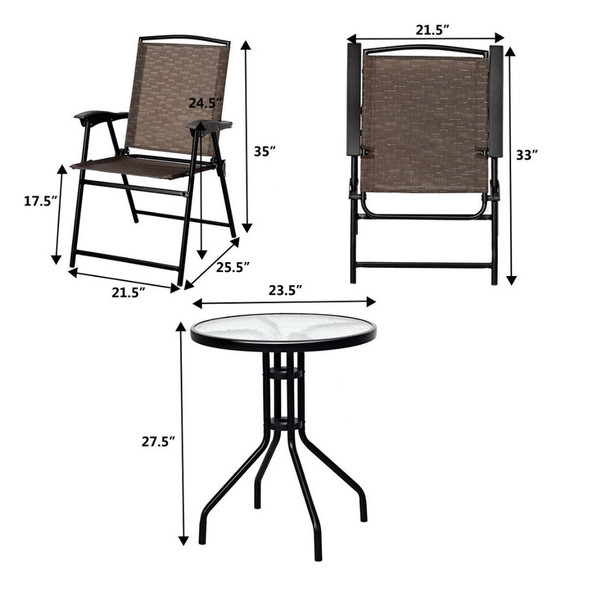 Rattan Folding Chairs and Glass Table Bistro Set product image
