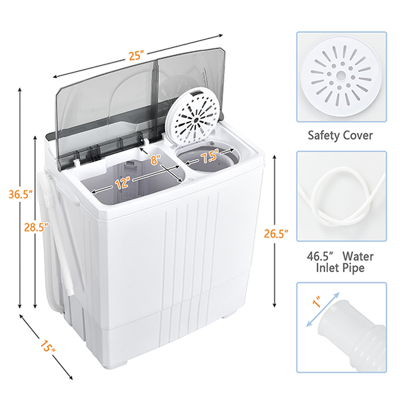 21-Pound Portable Compact Mini Twin-Tub Washing Machine with Drain Spinner product image