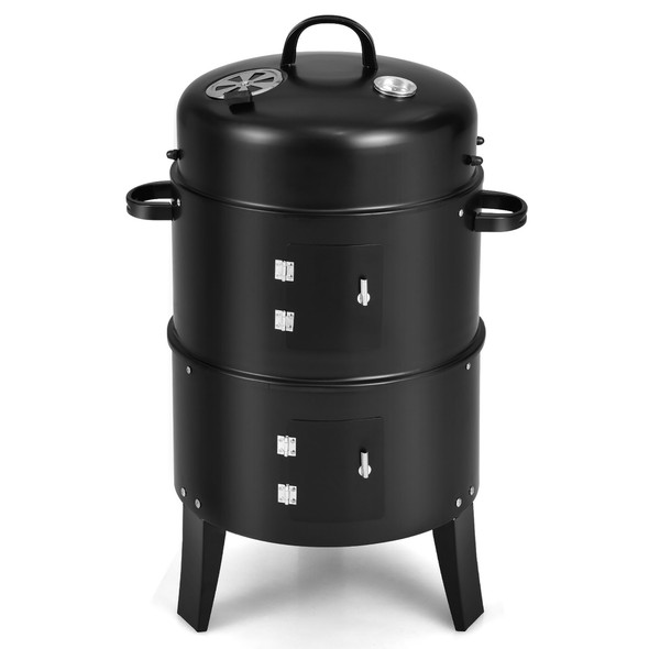 3-in-1 Vertical Charcoal Smoker Portable BBQ Grill product image
