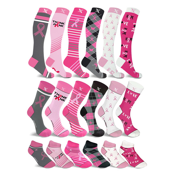 Breast Cancer Awareness Compression Socks (6-Pair) product image