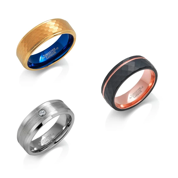 Azury 8mm Tungsten Carbide Unisex Band Rings product image