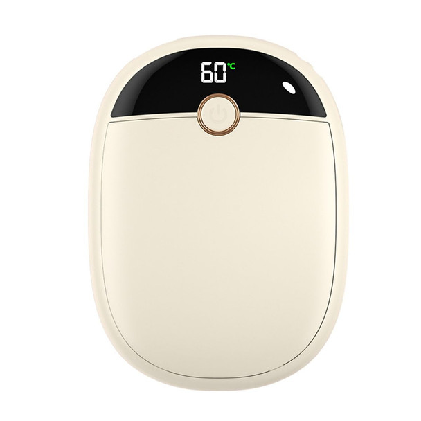 2 In 1 Portable Hand Warmer Rechargeable Pocket Heater with Digital Display for Camping Hunting Mans Woman Winter Gifts,Beige product image