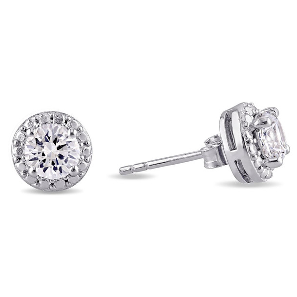 White Sapphire Sterling Silver Stud Earrings product image