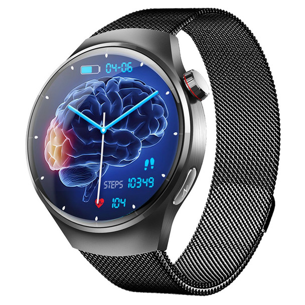 Smartwatch 1.55 Inch Screen with SOS Call Fall Detection and ECG Body Monitoring Sports Activity Tracker Black Milanese strap product image