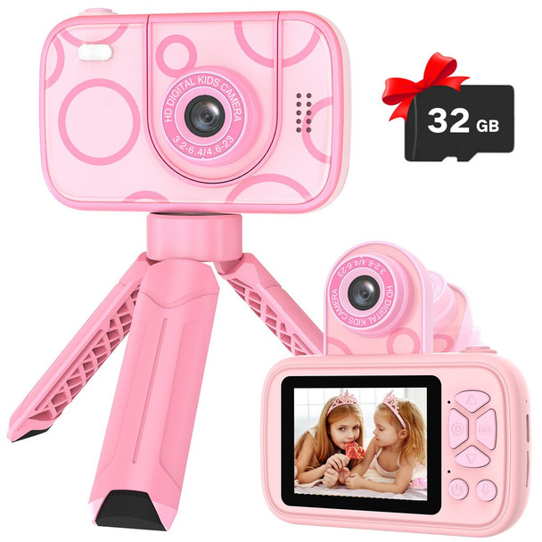 Camera Toys for Kids Ages 3-12,Kids Camera with Flip Lens for Selfie and Video,HD Digital Camera,Christmas Birthday Party Gifts,Pink product image