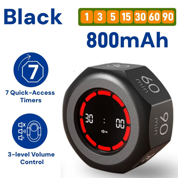 Visual Flip Timer Gravity Sensor Countdown Timer For Study Learning Kitchen Fitness Pomodoro Time Management Tool Color Black product image