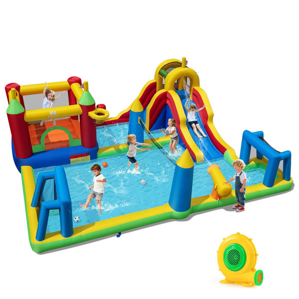 Inflatable Water Slide Bounce House with Climbing Wall and Splash Pool product image