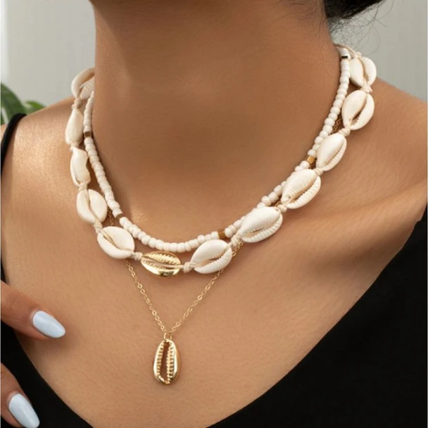 Women's Bohemian Layered Cowrie Choker product image