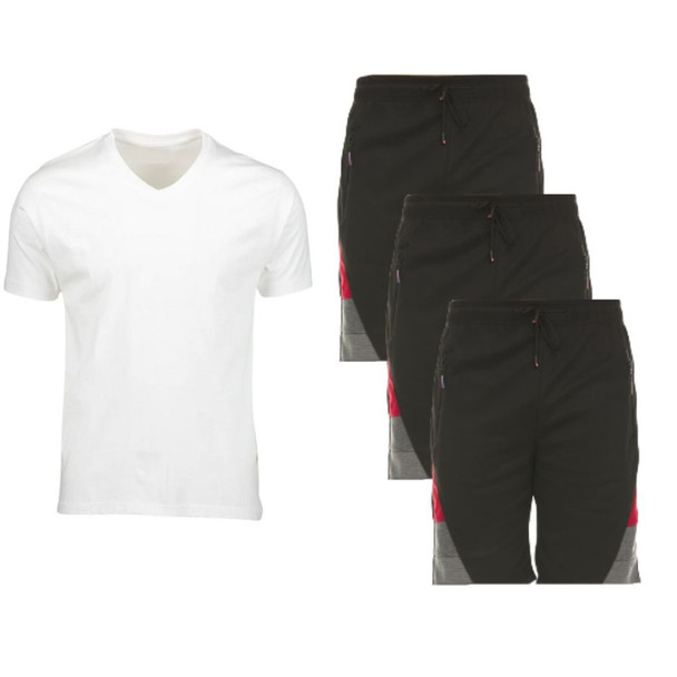 4-Piece Men's Moisture-Wicking Shorts and V-Neck T-Shirt product image