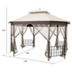 Steel Paneled Beige Mesh Covered 10' x 12' Gazebo product