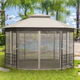 Steel Paneled Beige Mesh Covered 10' x 12' Gazebo product