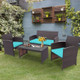 Rattan 4-Piece Curved Back Patio Furniture Set product