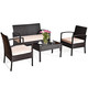 Beige Cushioned Rattan 8-Piece Patio Furniture Set product