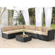 Rattan 7-Piece Patio Sofa Set with Glass Top Table product