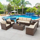 7-Person Rattan Patio Furniture Set with 2 Storage Boxes product