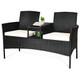 Rattan Conversation Loveseat with Glass Top Table product