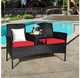 Rattan Conversation Loveseat with Glass Top Table product