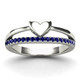 Sterling Silver 1/4ct TDW Blue Sapphire Diamond Row Heart Ring product