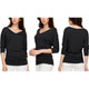 Women's V-Neck 3/4-Sleeve Drape Dolman Top with Side Shirring product