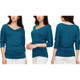 Women's V-Neck 3/4-Sleeve Drape Dolman Top with Side Shirring product