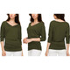 Women's V-Neck 3/4-Sleeve Drape Dolman Top with Side Shirring product