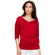 Women's V-Neck 3/4-Sleeve Drape Dolman Top with Side Shirring product