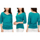Women's V-Neck 3/4-Sleeve Drape Dolman Top with Side Shirring product