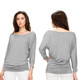 Women's Crew Neck 3/4 Sleeve Drape Dolman Top with Side Shirring product