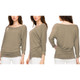 Women's Crew Neck 3/4 Sleeve Drape Dolman Top with Side Shirring product