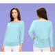 Women's Crew Neck 3/4 Sleeve Drape Dolman Top with Side Shirring product