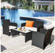 Rattan 4-Piece Loveseat & Chairs Patio Set product