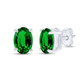 14K White Gold-Plated Created Emerald Stud Earrings product