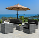 8-Piece Wicker Sofa Rattan Dining Set Patio Furniture with Storage Table product