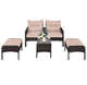 Rattan 5-Piece Patio Furniture Set with Chairs, Ottomans and Table product