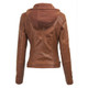 Women's Faux Leather Moto Jacket with Hoodie product